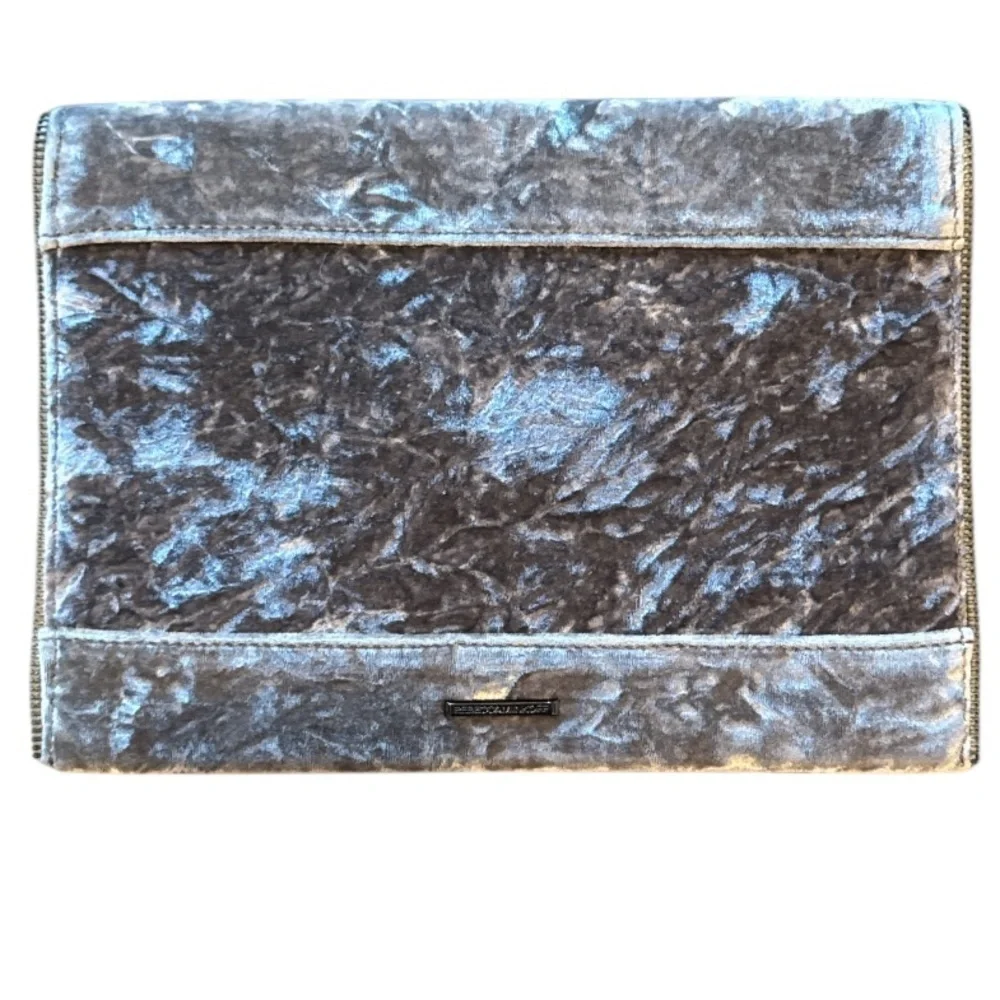 Rebecca Minkoff Leo Grey Crushed Velvet Envelope Clutch NWT
